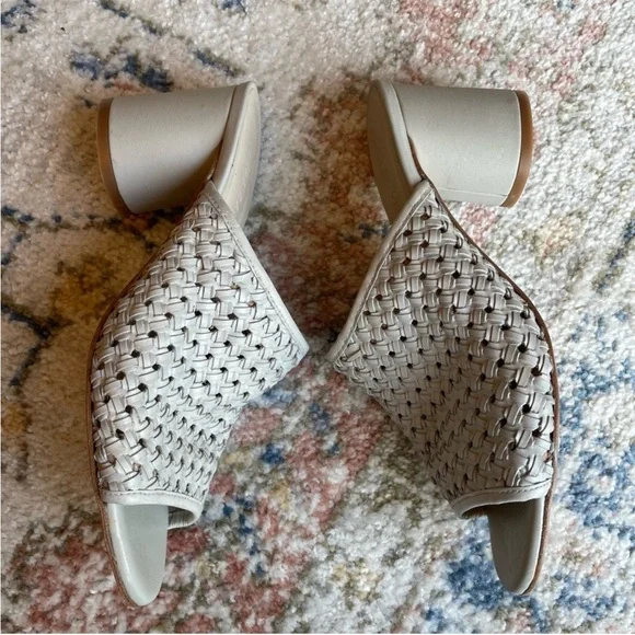 Freda Salvador Cream Woven Mules with Chunky Heel - Picture 10 of 11